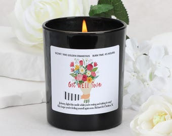 Get Well Soon Gift: Personalised Scented Soy Candle, With Wooden Lid