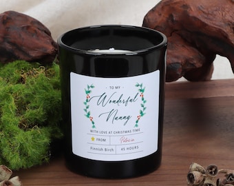 Personalised Nanny Christmas Candle: Festive Scented Soy Wax Apothecary Jar