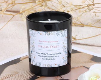 Personalised Floral Candle: Special Nanny Birthday Gift