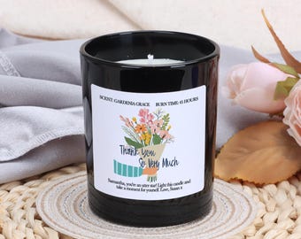 Personalised Thank You Candle: Scented Soy Wax Apothecary Jar