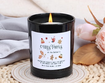 Personalised Christmas Family Candle: Scented Soy Wax Apothecary Jar