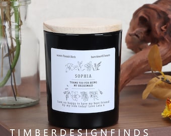 Personalised Wildflower Candle: Maid of Honour Thank You Gift, With Wooden Lid