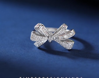 Full Diamond Bow Ring for Women, Statement Index Finger Ring