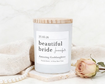 Goddaughter Wedding Day Gift - Keepsake For Bride - Personalised Scented Candle - Personalised Gifts