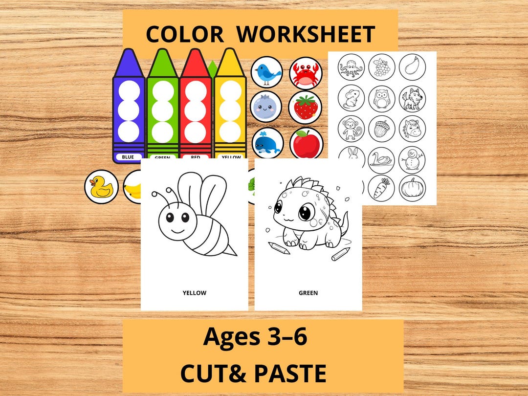 Color Cards Printable, Cut and Paste Activity, Preschool Learning ...
