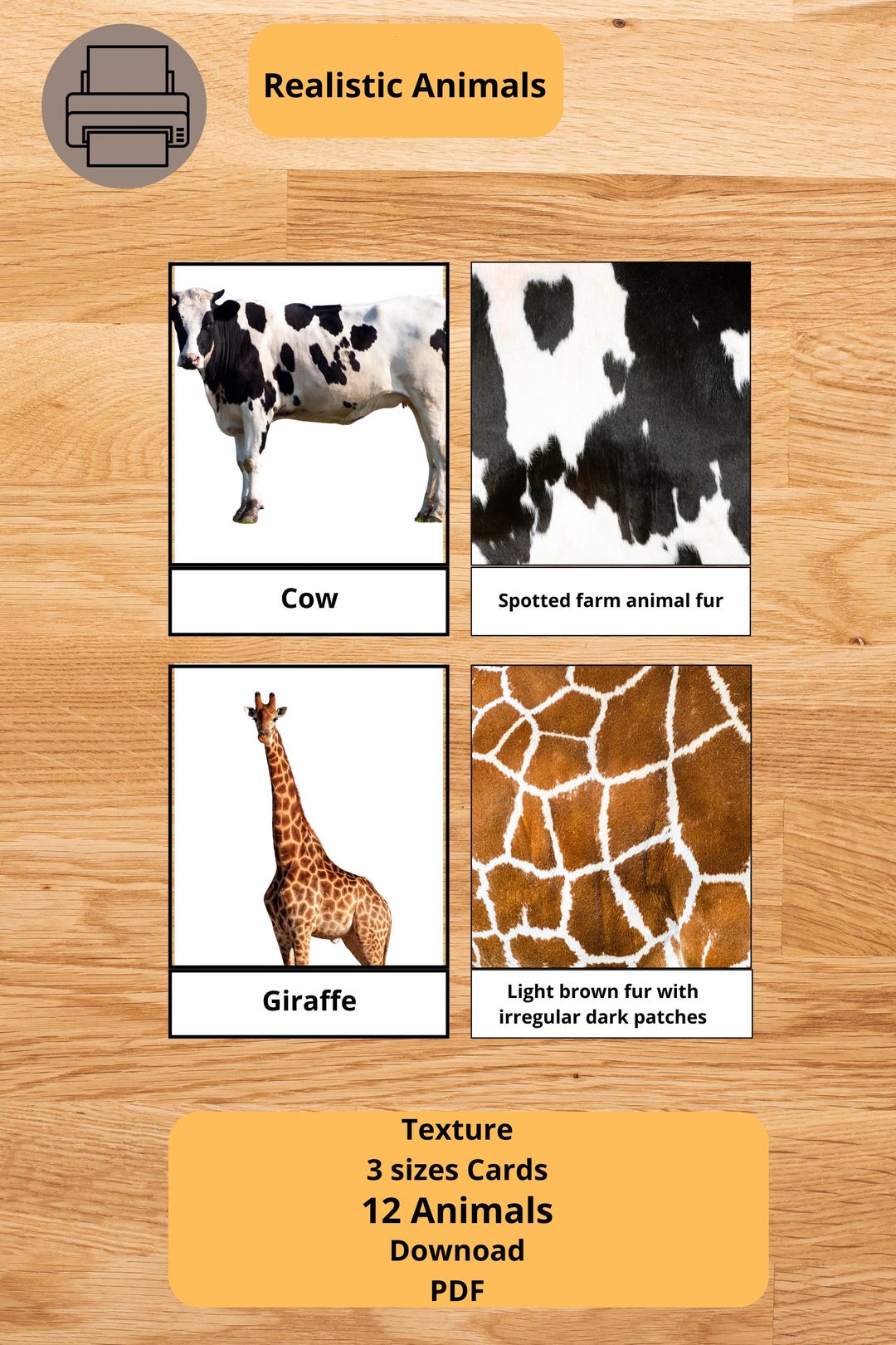 Animal Texture Matching Cards | Montessori Sensory Activity (digital ...