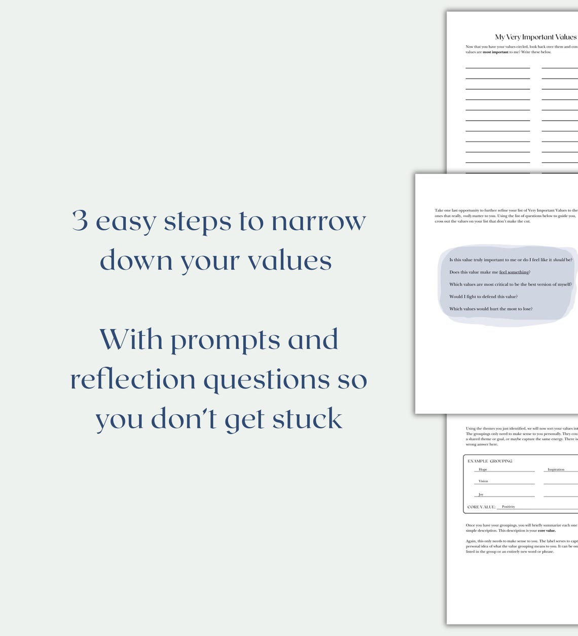 Core Values Worksheet, Therapist-made Values Identification Guided ...