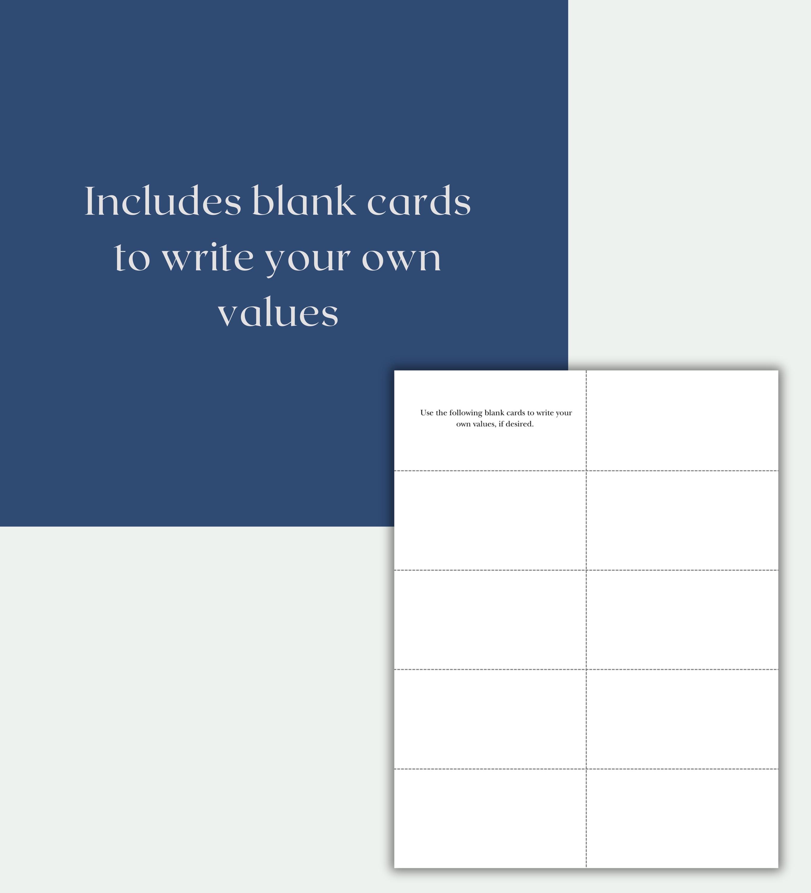 Values Cards Sort Printable Activity, Therapist-created Values ...