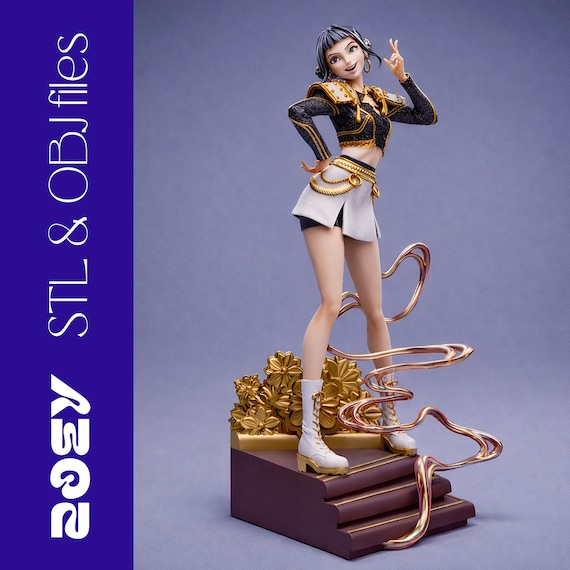 Zoey Kpop Hunter STL – Anime Demon Girl 3D Print File – Dark Idol Fantasy Figure STL Download