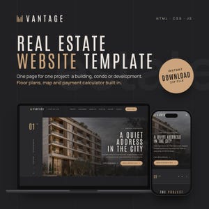 Real Estate Website Template HTML CSS, Property Development Landing Page, Luxury Condo Presale Site, Dark Architecture Developer Website