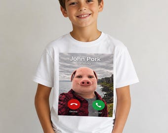 Camiseta "John Pork está llamando", camiseta divertida con meme de llamada telefónica, camiseta viral de humor de internet, regalo de meme para la generación Z, camiseta gráfica de moda
