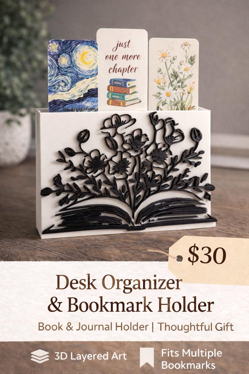 Large Size Bookmark Display Racks Desk Organizer & Bookmark Holder | Book Lover Gift | 3D Printed ...