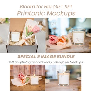 Printonic Bloom for Her Gift Set Mockup Photo BUNDLE, Digital Downloads, psd Files POD mockups JPEG  Boho Style