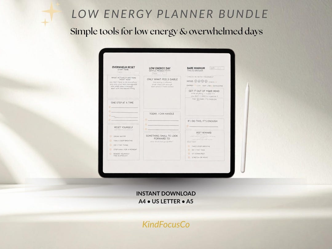 Low Energy Planner Bundle Printable | ADHD Daily Planner Set ...