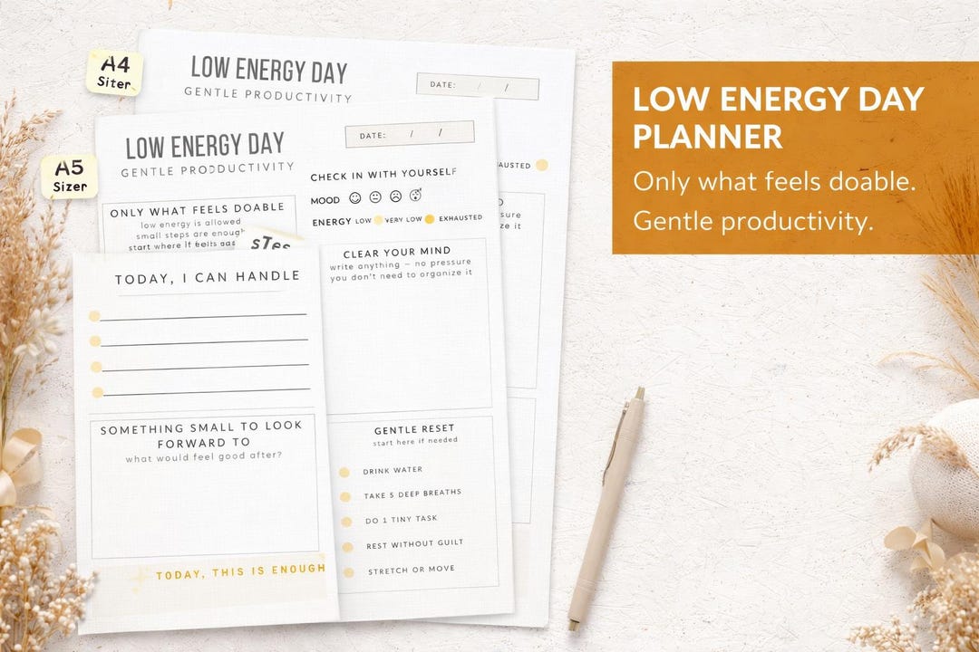 Low Energy Day Planner Printable | Gentle Productivity Planner ...