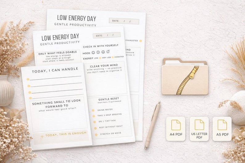 Low Energy Day Planner Printable | Gentle Productivity Planner ...