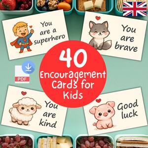 Kids Affirmation Cards – 40 Encouragement Cards & Positive Lunchbox Notes – Printable PDF – Download
