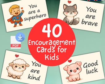 Kids Affirmation Cards – 40 Encouragement Cards & Positive Lunchbox Notes – Printable PDF – Download