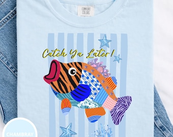 Catch Ya Later Fish PNG - Lustiges Strand-Shirt-Design - Sommerferien-Sublimationsgrafik - Küstenozean Digitaler Download