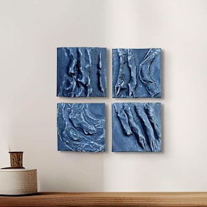 Ensemble d'art mural en plâtre texturé - Panneaux de sculpture abstraits gris foncé