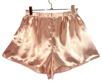 Vintage Victoria Secret Satin Soft Pink Pajama Shorts Gold Label Medium
