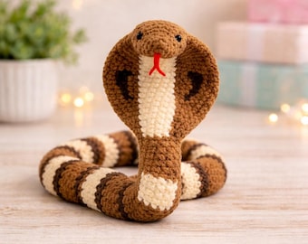 Crochet Snake Cobra Amigurumi Pattern | Easy Plush Animal Toy (PDF Download)
