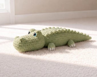 Wzór na szydełkowego krokodyla bez szycia w formacie PDF – łatwa zabawka amigurumi dla początkujących