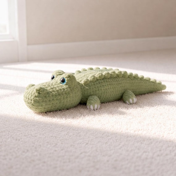 No Sew Crocodile Crochet Pattern PDF – Easy Beginner Amigurumi Alligator Toy