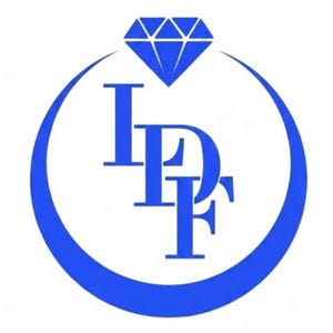 May include: A blue logo featuring a diamond shape above the letters "IDF" in a serif font, enclosed within a blue ring. The design is set against a white background.