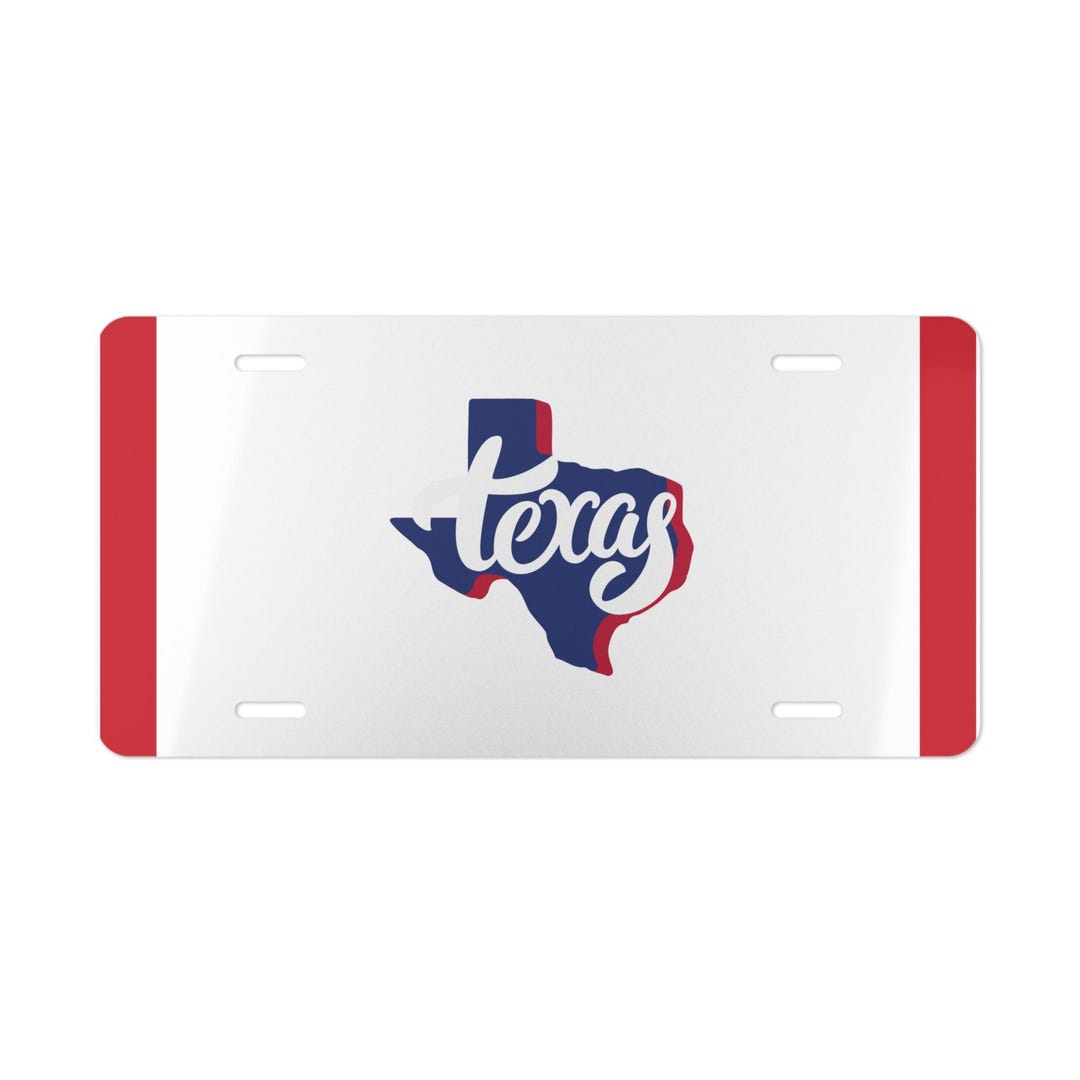 Texas Script Texas Script Map Vanity Plate | State Flag Colors License Plate - Etsy ...