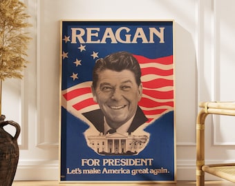Ronald Reagan For President Campaign Poster: Let's Make America Again (12" x 18")