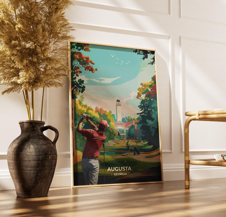 Augusta National Golf Course Art Poster, Georgia Landscape Print ...