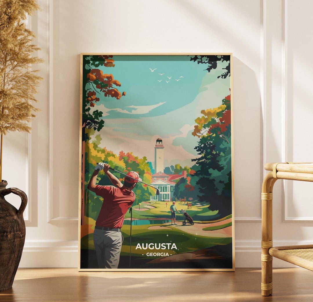 Augusta National Golf Course Art Poster, Georgia Landscape Print ...