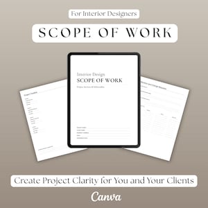 Scope of Work Template for Interior Designers | Project Agreement Outline | Design Deliverables & Expectations