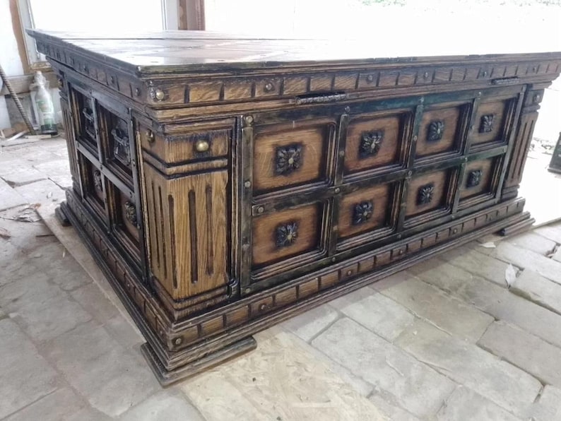 Oak Wooden Chest – Large Storage Trunk image 6