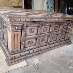 Oak Wooden Chest – Large Storage Trunk image 2