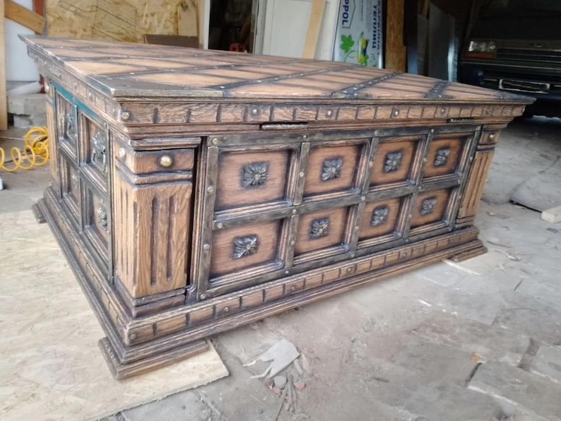 Oak Wooden Chest – Large Storage Trunk image 2