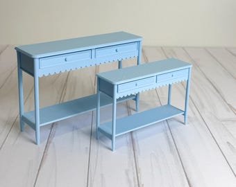 Handmade Dollhouse Side Table with Scalloped Trim — 1:12 Scale Miniature Accent Table