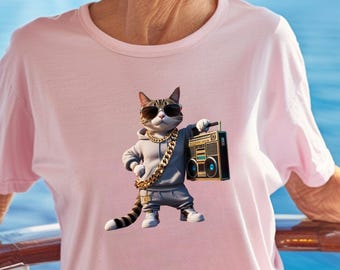 Funny Shirt, Graphic Tshirt, Funny Animal Apparel, 90s Hip Hop Shirt, Cat Lover Shirt, Unisex Tee