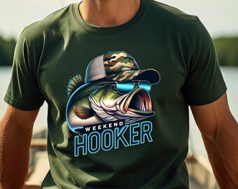 Fishing Shirt, Weekend Hooker Tee, Lake Life Fishing Shirt, Bass Fisherman Graphic Tee, Outdoor Fishing Apparel