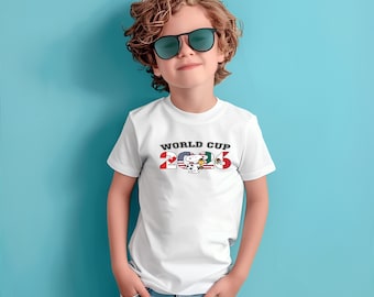 Kids  2026 Shirt, Snoopy Soccer T-Shirt, Youth Football Tee, USA Canada Mexico 2026 Apparel, Toddler Soccer Outfit, Sports Gift