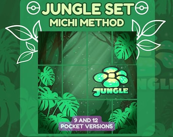 Jungle Pokemon Card Set Printable - Michi Method Style Binder Flare - 9 and 12 pocket versions included! [NO AI USED] - Digital Download