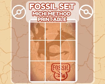 Fossil Pokemon Card Set Printable - Michi Method Style Binder Flare - 9 and 12 pocket versions included! [NO AI USED] - Digital Download