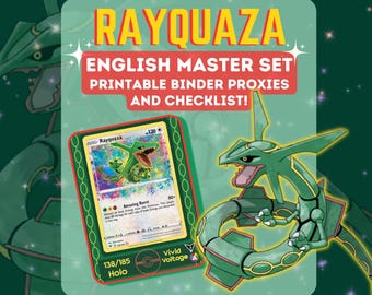 Rayquaza English Master Set Printable Proxies and Checklist | Digital Download