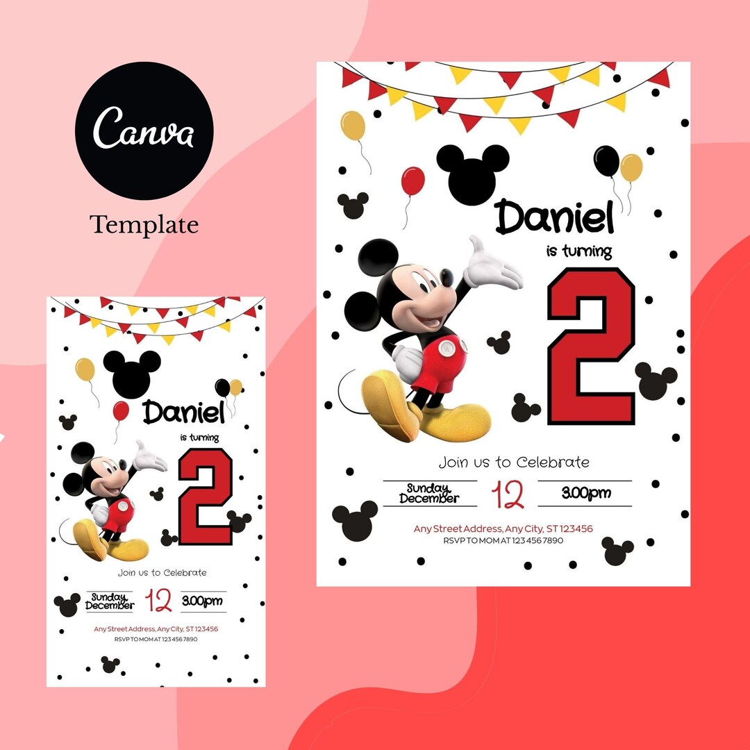 Editable Mickey Mouse Birthday Invitation (digital Download) - Etsy