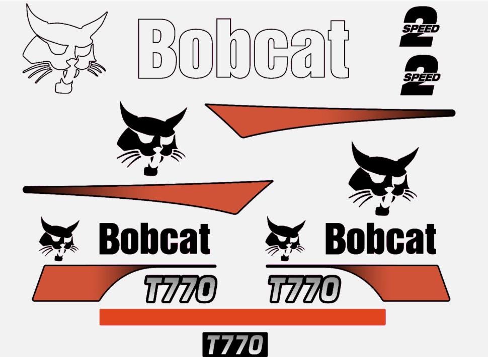 Bobcat T190 Turbo Skid Steer Vinyl Decal Sticker Kit - 25-Piece, Made In USA