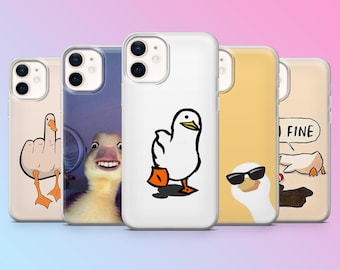 Duck Meme telefoonhoesje Funny Duck Quack Cover voor iPhone 17Pro, 16, 15, 14, 13, 12, Samsung S26, S25, S24, S23, A17, A57, A37 Pixel 10,9