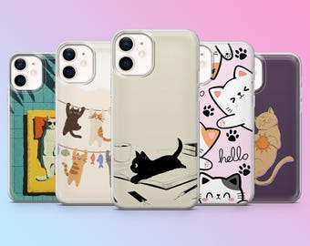 Black Cat-telefoonhoesje Kitty Old Money Cover voor iPhone 17Pro, 16, 15, 14, 13, 12, Samsung S26, S25, S24, S23, A17, A57, A37 Pixel 10, 9