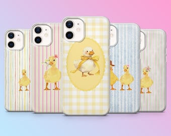 Eendje telefoonhoesje Duck Striped Yellow Duckie Cover voor iPhone 17Pro, 16, 15, 14, 13, 12, Samsung S26, S25, S24, S23, A17, A57, A37 Pixel 10,9