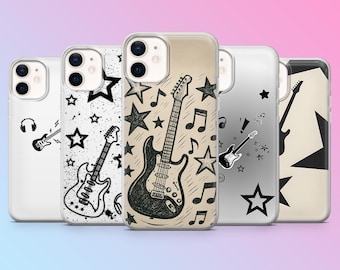 Rock Gitaar Telefoonhoesje Grunge Muziek Punk Rock Cover voor iPhone 17Pro, 16, 15, 14, 13, 12, Samsung S26, S25, S24, S23, A17, A57, A37 Pixel 10,9